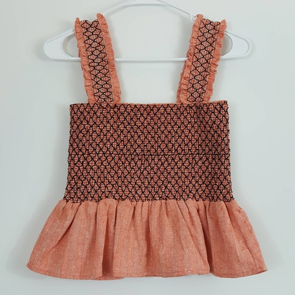 Line & Dot Revolve Zoe Smocked Top Ruffle Trim Women's XS - Picture 8 of 12